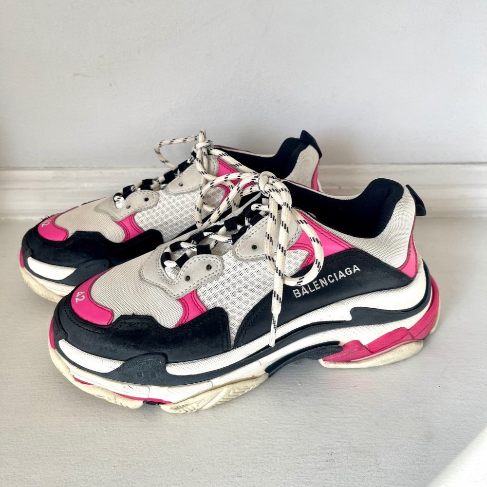 Fabric Mesh Womens Triple S Sneakers 42 Fluo Pink White